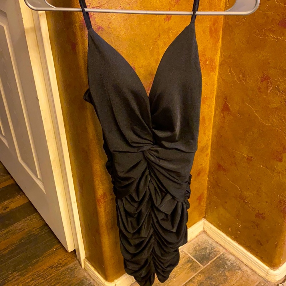 A mini black dress